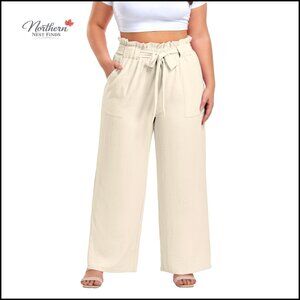 Lightweight Wide Leg Palazzo Pants High Waisted Adjustable Tie Knot